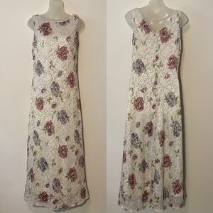 Sharade of California • 90's Vintage Floral Lace Dress